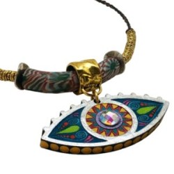Collar largo ajustable Ojo hecho a mano mexican boho