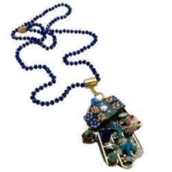Collar largo Hamsa hecho a mano pieza única mexican boho