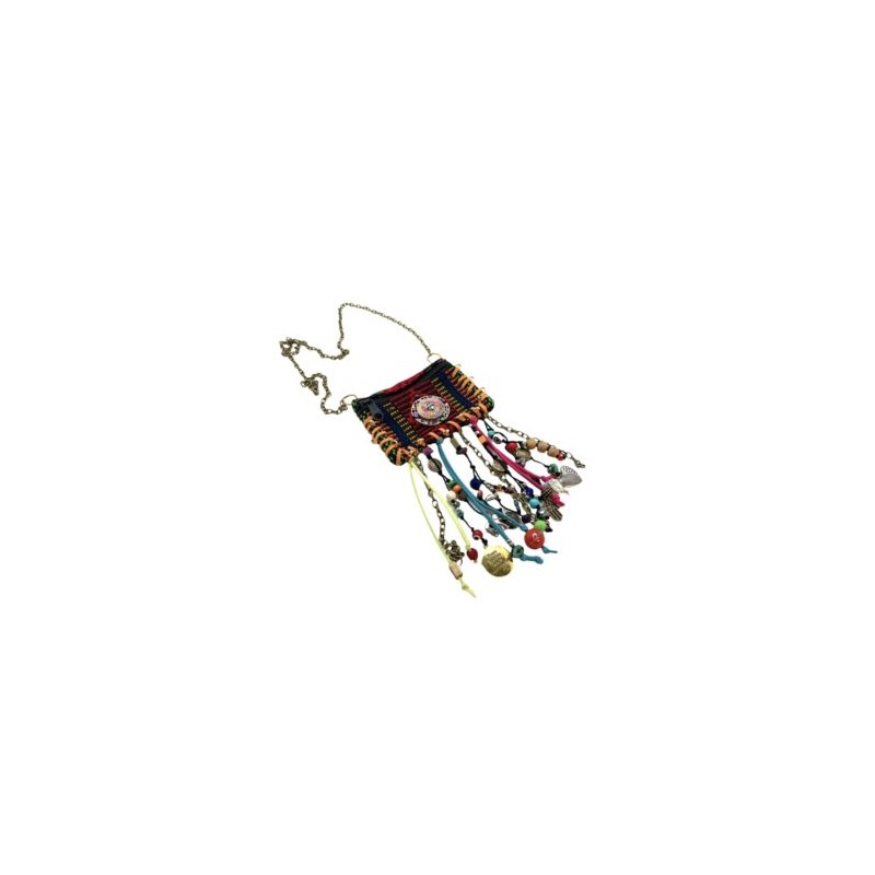 Collar mini bolsa con dijes de fortuna y buena suerte