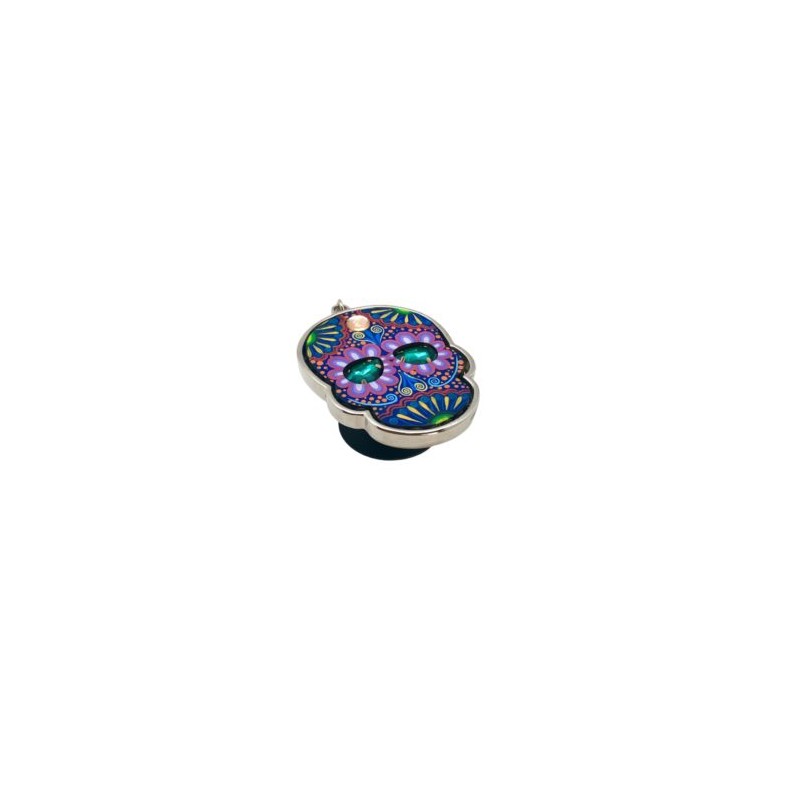 Phone Grip con CALAVERA de madera pintada a mano
