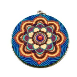 Phone Grip con MANDALA de madera pintada a mano