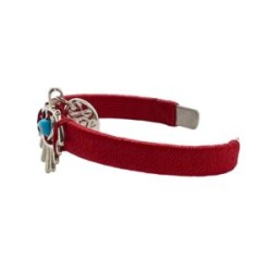 Pulsera de acero inoxidable bordada en rojo con OJO