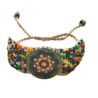 Pulsera de chaquira con Mandala de madera pintado a mano