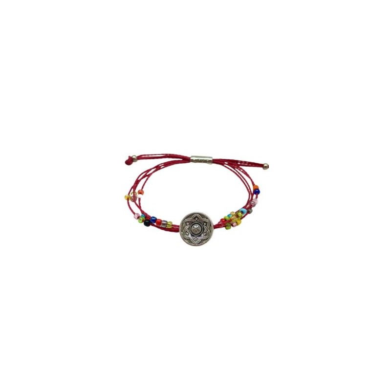 Pulsera de hilo encerado ROJO con chaquira