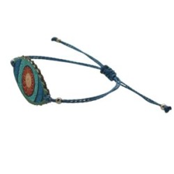 Pulsera de piel con ojo y cordón encerado
