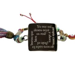Pulsera de placa ajustable con decreto color plata (cuadrado)