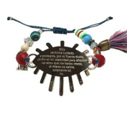 Pulsera de placa ajustable con decreto color plata (ojo)