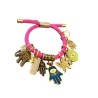 Pulsera de resorte ROSA MEXICANO con dijes de protección y fortuna
