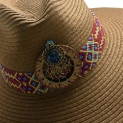 Sombrero Celulosa cinta de chaquira y madera hecho a mano pieza única color café claro
