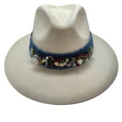 Sombrero con cinta de mezclilla y banda bordada