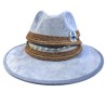 Sombrero de Gamuza azul claro con cinta de yute