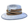Sombrero de Gamuza azul claro con cinta de yute