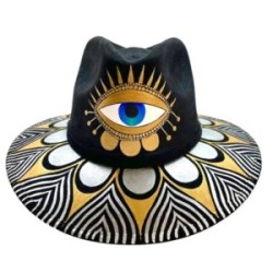 Sombrero de gamuza pintado a mano con OJO