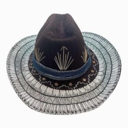 Sombrero pintado a mano con cinta de mezclilla