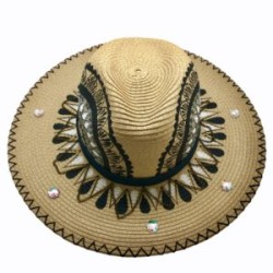 Sombrero pintado a mano, mezclilla y cadena de oro viejo pieza única