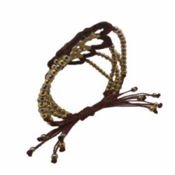 Pulsera con placa de círculos ajustable diseño único café