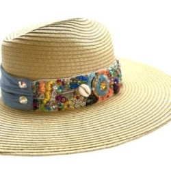 Sombrero con cinta bordada de mezclilla azul claro