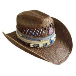Sombrero “Country” color CAFE y dije de madera pintada