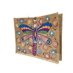 Bolsa de yute con LIBELULA pintada a mano