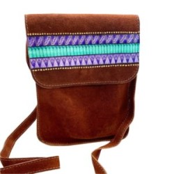 Bolsa de gamuza pintada a mano cruzada