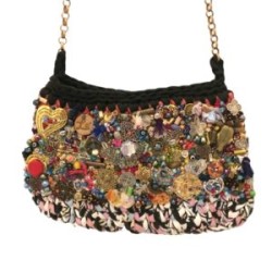 Bolsa LovitMx tejida con dijes hecha a mano multicolor